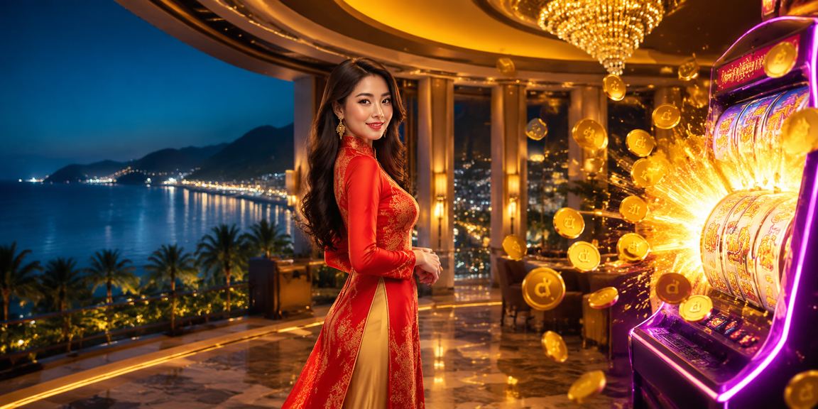 Người chơi áo dài tại Phú Quốc trải nghiệm slot game và nhận giải thưởng